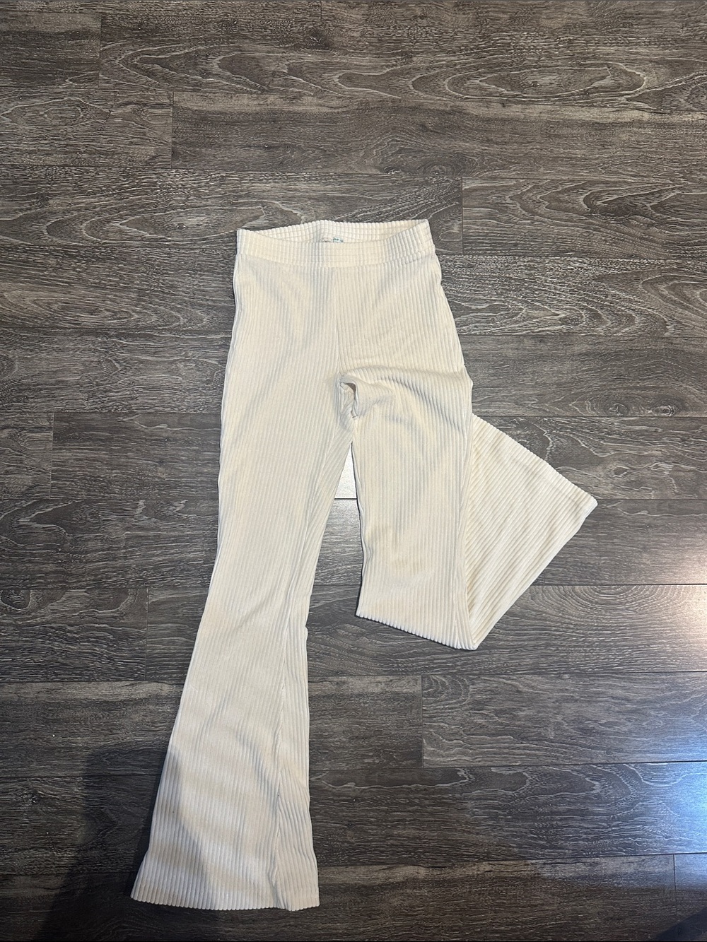 aerie Cream Ribbed Boot Cut Pants
